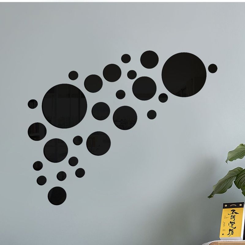 Casa si Gradina - Decoratiuni - Stickere decorative - Stickere decorative rotunde din oglinda acrilica, 21x52 cm, 26 buc, negru - Infinity.ro