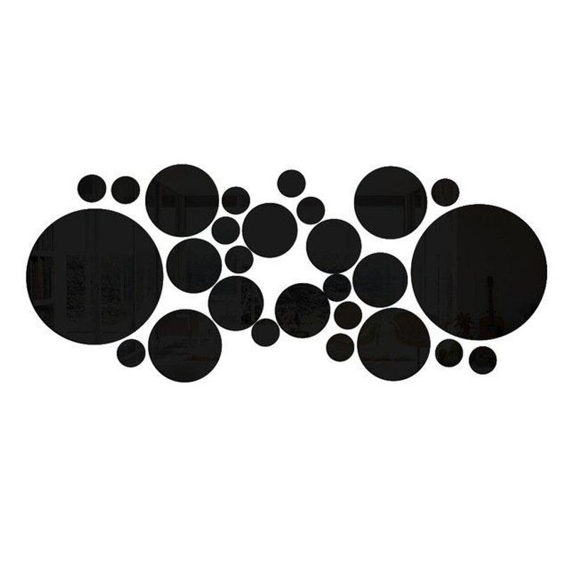 Casa si Gradina - Decoratiuni - Stickere decorative - Stickere decorative rotunde din oglinda acrilica, 21x52 cm, 26 buc, negru - Infinity.ro