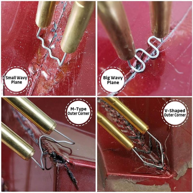 Casa si Gradina - Constructii - Scule electrice si accesorii - Accesorii pistoale de lipit - Set 400 Cleme Pentru Pistol de Lipit, Reparat si Sudat Plastic, 4 modele diferite - Infinity.ro