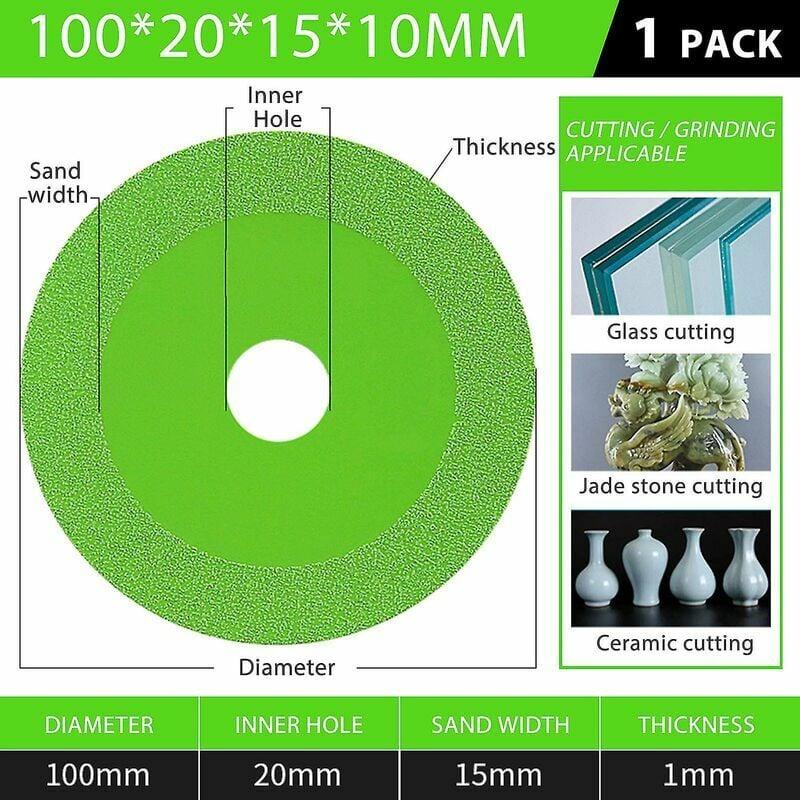 Casa si Gradina - Constructii - Scule electrice si accesorii - Accesorii polizare si slefuire - Disc de taiere din sticla ultra subtire, diamant, 10cm, verde - Infinity.ro