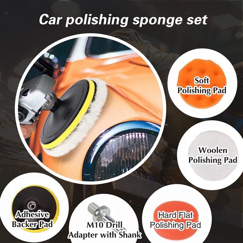 Casa si Gradina - Constructii - Scule electrice si accesorii - Accesorii polizare si slefuire - Set 10 piese polish auto M14, Burete, 4'', Multicolor - Infinity.ro