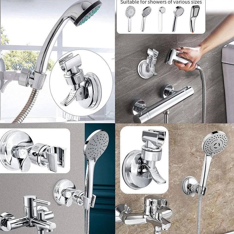 Casa si Gradina - Sanitare - Suporturi si accesorii baie - Suporturi baie - Set 2 suport cu ventuza pentru para de dus, reglabil 360 grade, usor de instalat, rezistent la apa, - Infinity.ro