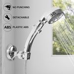 Casa si Gradina - Sanitare - Suporturi si accesorii baie - Suporturi baie - Suport pentru dus, ABS/PVC, Cu ventuza, reglabil 360 grade, Alb/Argintiu - Infinity.ro