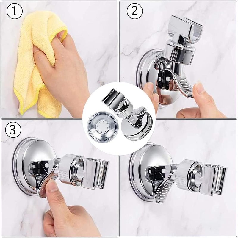 Casa si Gradina - Sanitare - Suporturi si accesorii baie - Suporturi baie - Suport pentru dus, ABS/PVC, Cu ventuza, reglabil 360 grade, Alb/Argintiu - Infinity.ro