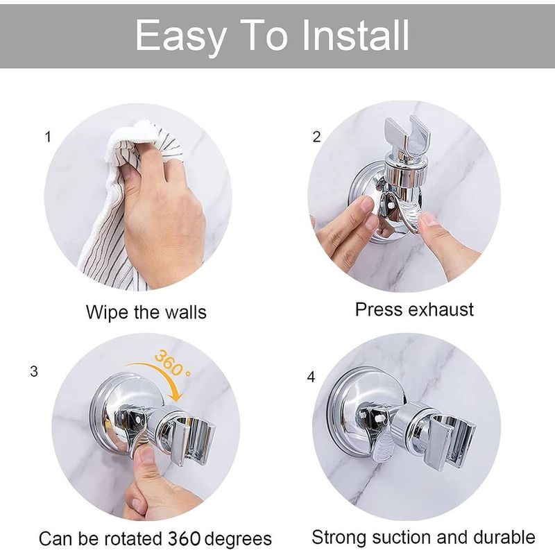 Casa si Gradina - Sanitare - Suporturi si accesorii baie - Suporturi baie - Set 2 suport cu ventuza pentru para de dus, reglabil 360 grade, usor de instalat, rezistent la apa, - Infinity.ro