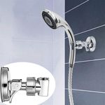 Casa si Gradina - Sanitare - Suporturi si accesorii baie - Suporturi baie - Suport pentru dus, ABS/PVC, Cu ventuza, reglabil 360 grade, Alb/Argintiu - Infinity.ro