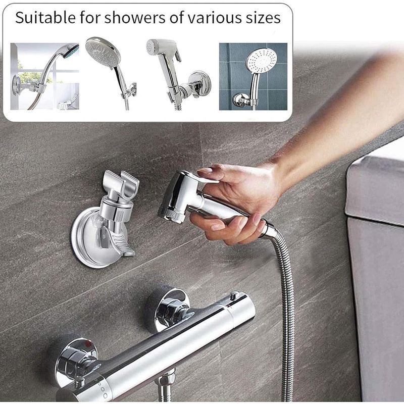 Casa si Gradina - Sanitare - Suporturi si accesorii baie - Suporturi baie - Set 2 suport cu ventuza pentru para de dus, reglabil 360 grade, usor de instalat, rezistent la apa, - Infinity.ro