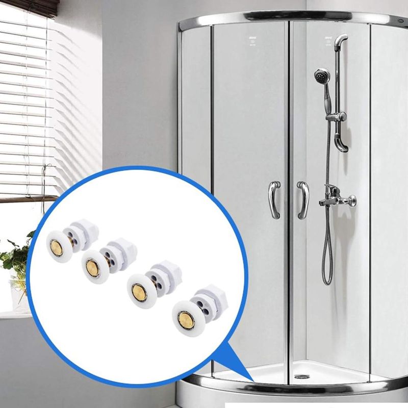 Casa si Gradina - Sanitare - Suporturi si accesorii baie - Accesorii baie - Set 4 roti pentru usa dus, Alama, Alb/Auriu - Infinity.ro