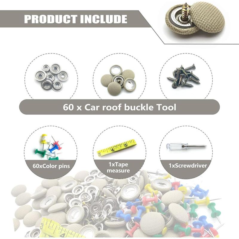 Auto si Moto - Reparatii si depanare - Scule auto - Scule si truse auto - Set 70 capse de reparare a acoperisului auto, Compatibil cu BMW/VW/Audi/Opel, Bej - Infinity.ro