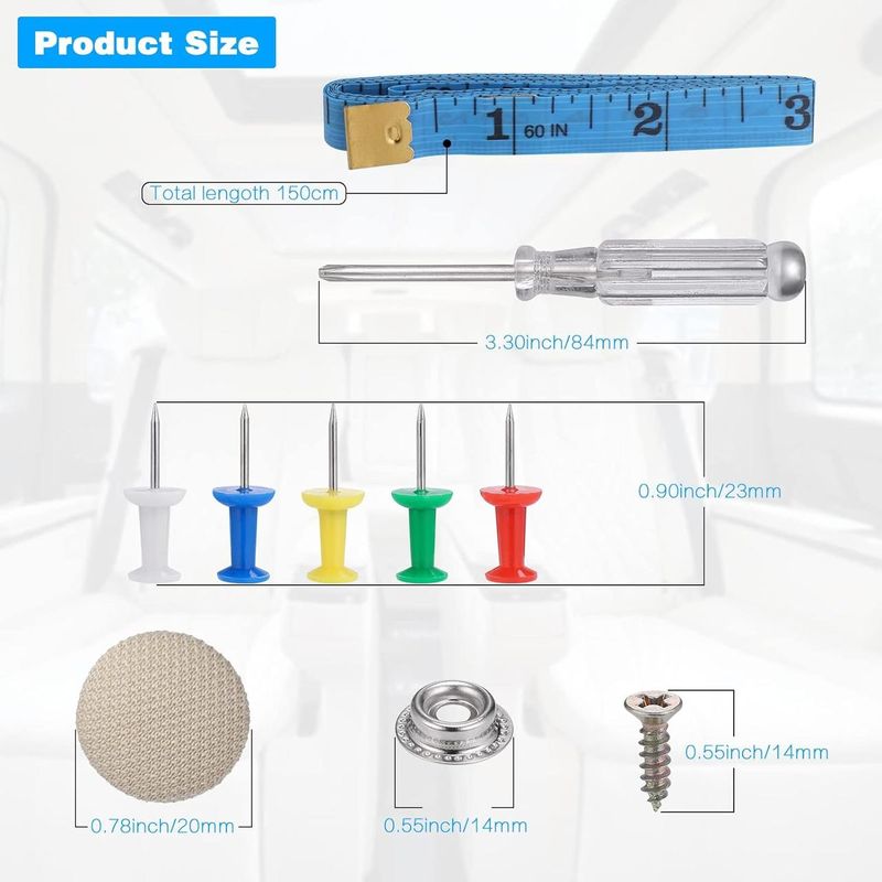 Auto si Moto - Reparatii si depanare - Scule auto - Scule si truse auto - Kit 65 capse, Pentru reparatia plafonului auto, Cu surubelnita si banda de masura, Compatibil Audi, - Infinity.ro