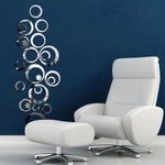 Casa si Gradina - Decoratiuni - Stickere decorative - Set 24 stickere decorative oglinda, Acril, 2.5-14 cm, Argintiu - Infinity.ro