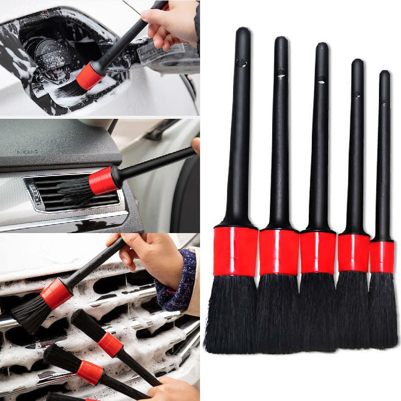 Auto si Moto - Intretinere auto - Produse curatare auto - Set 5 pensule pentru curatat interior Leexo, exterior auto, elemente de caroserie, bord, jante, detailing - Infinity.ro
