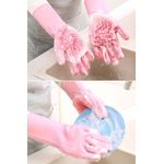 Casa si Gradina - Textile si covoare - Textile bucatarie - Manusi bucatarie - Manusi pentru curatarea vaselor, cu peri din silicon, roz - Infinity.ro