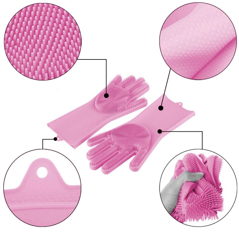 Casa si Gradina - Textile si covoare - Textile bucatarie - Manusi bucatarie - Manusi de silicon Timeless Tools, pentru spalat vase, curatare, Roz - Infinity.ro