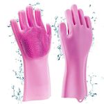 Casa si Gradina - Textile si covoare - Textile bucatarie - Manusi bucatarie - Manusi pentru curatarea vaselor, cu peri din silicon, roz inchis - Infinity.ro