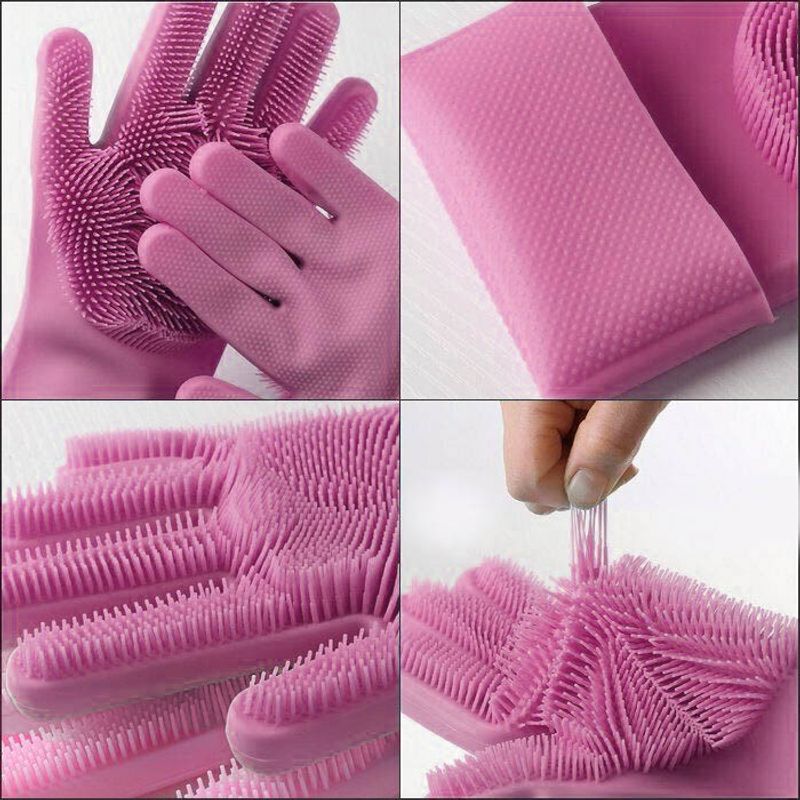 Casa si Gradina - Textile si covoare - Textile bucatarie - Manusi bucatarie - Manusi de silicon Timeless Tools, pentru spalat vase, curatare, Roz - Infinity.ro