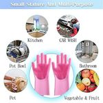 Casa si Gradina - Textile si covoare - Textile bucatarie - Manusi bucatarie - Manusi pentru curatarea vaselor, cu peri din silicon, roz inchis - Infinity.ro