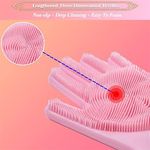 Casa si Gradina - Textile si covoare - Textile bucatarie - Manusi bucatarie - Manusi pentru curatarea vaselor, cu peri din silicon, roz inchis - Infinity.ro