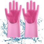 Casa si Gradina - Textile si covoare - Textile bucatarie - Manusi bucatarie - Manusi pentru curatarea vaselor, cu peri din silicon, roz inchis - Infinity.ro