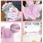 Casa si Gradina - Textile si covoare - Textile bucatarie - Manusi bucatarie - Manusi pentru curatarea vaselor, cu peri din silicon, roz - Infinity.ro