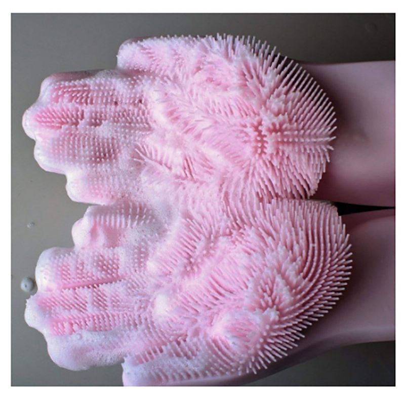 Casa si Gradina - Textile si covoare - Textile bucatarie - Manusi bucatarie - Set manusi de silicon multifunctionale, cu peri, rezistente la temperaturi inalte, roz - Infinity.ro