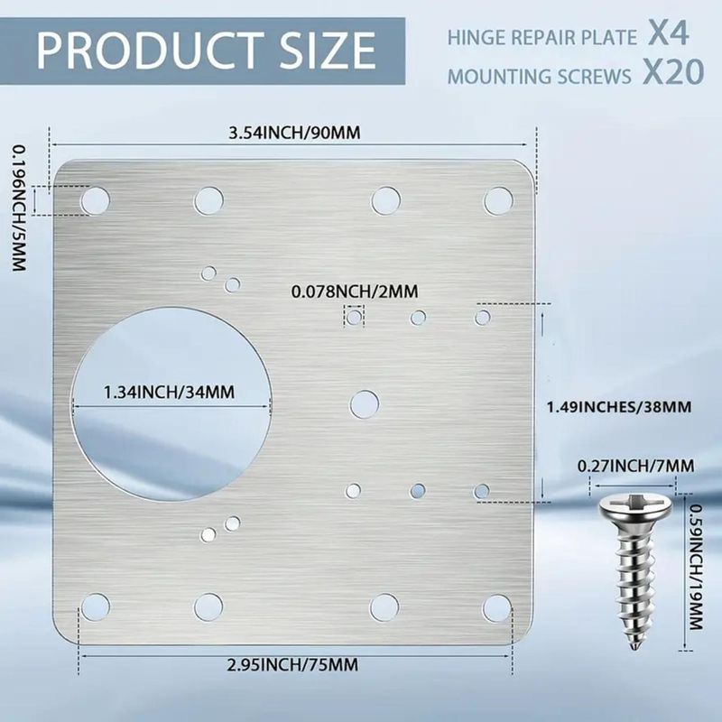 Casa si Gradina - Mobilier - Feronerie si accesorii mobila - Kit placa reparatie balama mobila, otel, 35 mm, set 8 buc - Infinity.ro