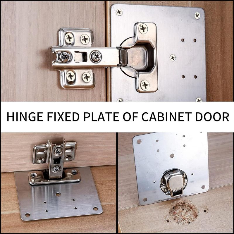 Casa si Gradina - Mobilier - Feronerie si accesorii mobila - Set 8 accesorii pentru balama, Cu suruburi, 90 x 90 mm, Inox, Argintiu - Infinity.ro
