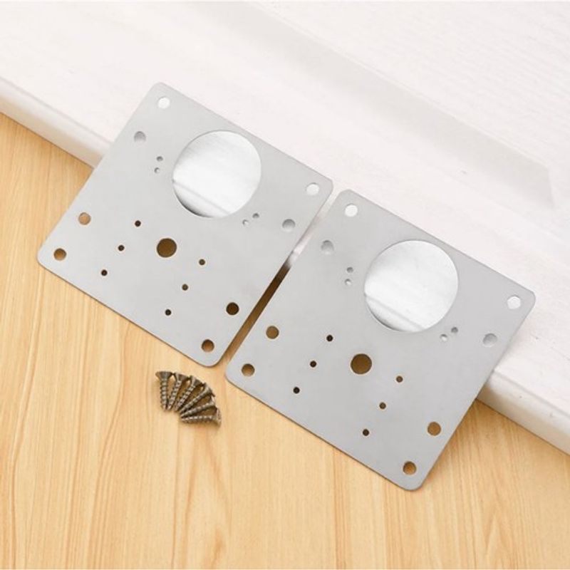 Casa si Gradina - Mobilier - Feronerie si accesorii mobila - Placa perforata plata, pentru reparatii dulap, metal, 90 x 90 mm, set 4 bucati - Infinity.ro