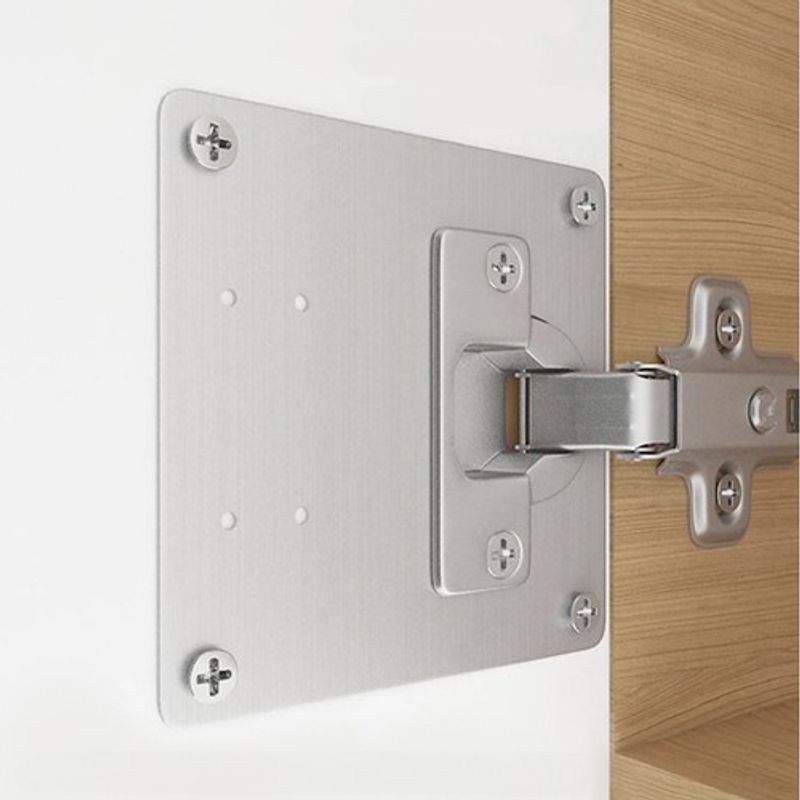Casa si Gradina - Mobilier - Feronerie si accesorii mobila - Placa perforata plata, pentru reparatii dulap, metal, 90 x 90 mm, set 4 bucati - Infinity.ro