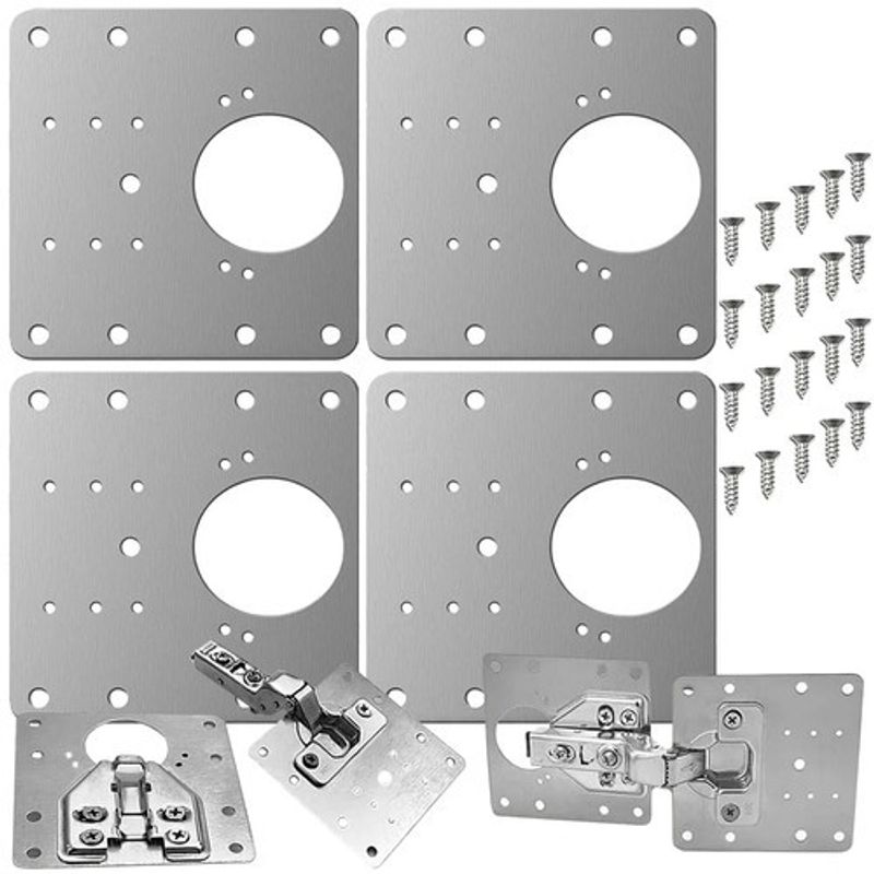 Casa si Gradina - Mobilier - Feronerie si accesorii mobila - Placa perforata plata, pentru reparatii dulap, metal, 90 x 90 mm, set 4 bucati - Infinity.ro