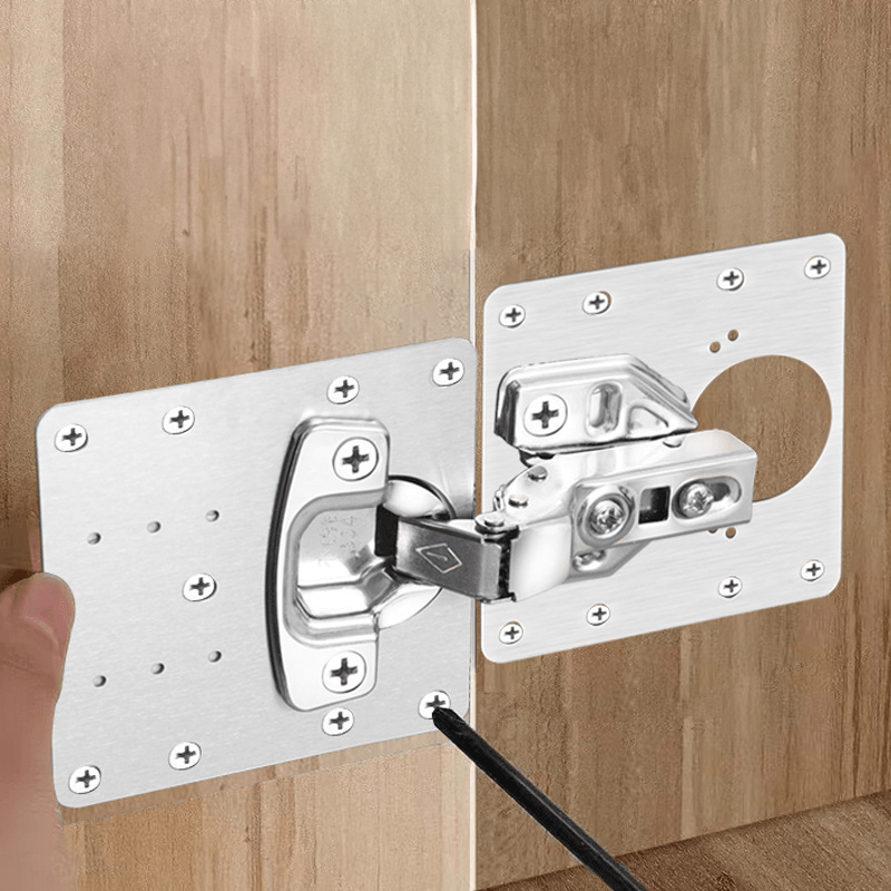 Casa si Gradina - Mobilier - Feronerie si accesorii mobila - Set 4 elemente de reparare a balamalei, argintiu, inox, cu suruburi - Infinity.ro