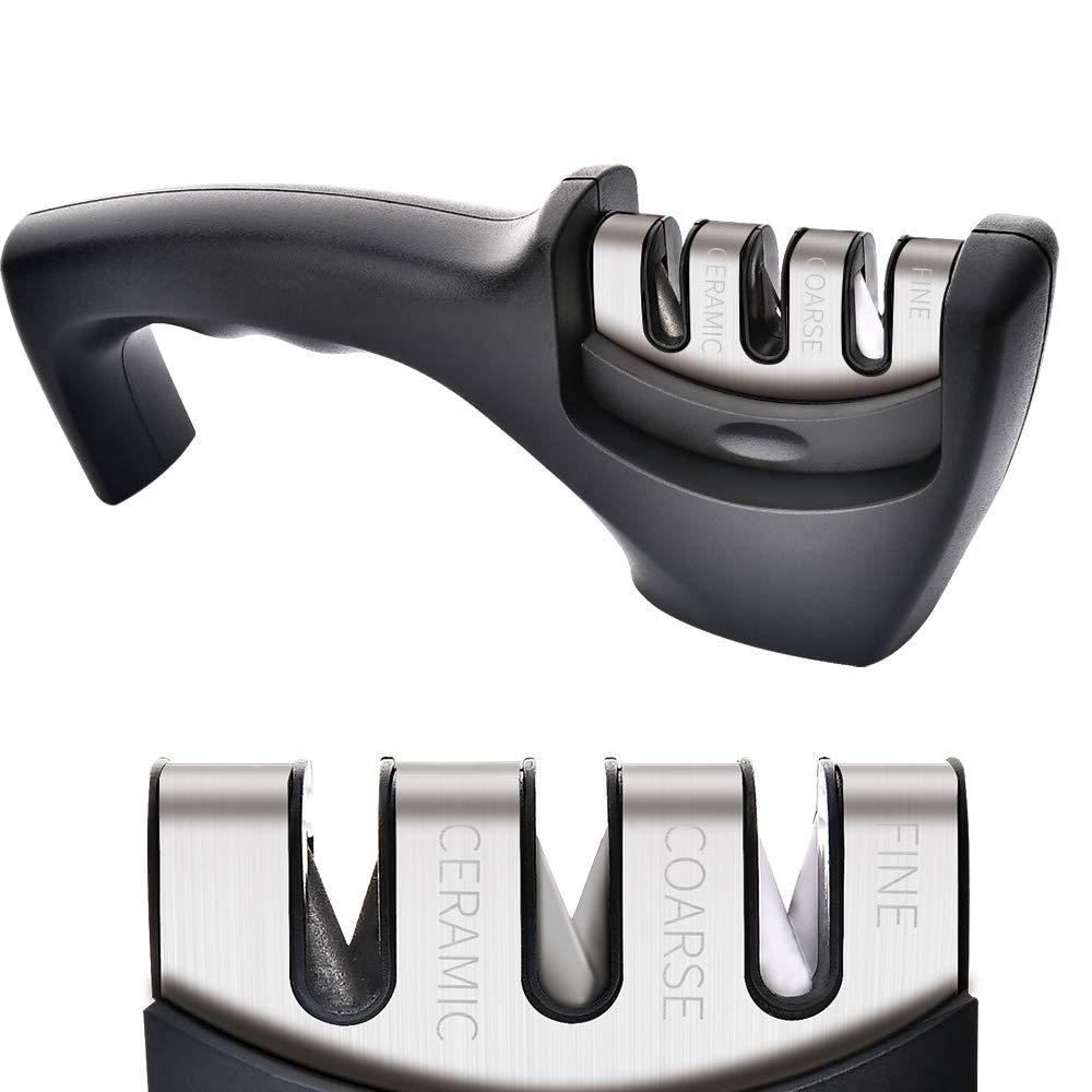 Ascutitor cutite 3 in 1, diamant, otel tungsten, ceramice, negru