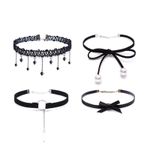Fashion, accesorii si bijuterii - Femei - Bijuterii femei - Coliere femei - Set 4 colier choker elegant, stiluri multiple, negru - Infinity.ro