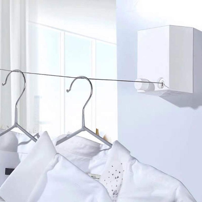 Market - Spalare si intretinere rufe - Uscatoare de rufe si accesorii - Uscator rufe retractabil, Otel inoxidabil, Alb - Infinity.ro