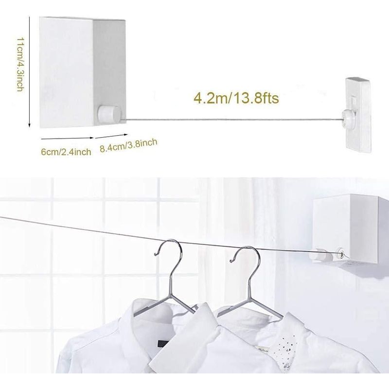 Market - Spalare si intretinere rufe - Uscatoare de rufe si accesorii - Uscator rufe, retractabil, 4.2m, alb - Infinity.ro