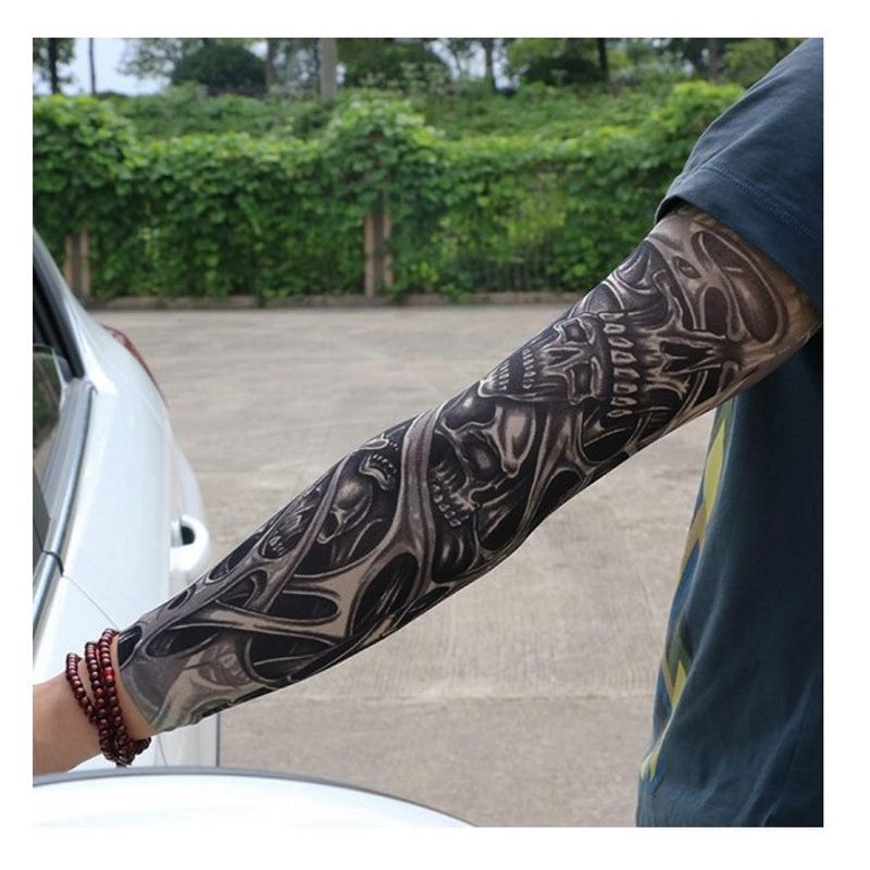 Ingrijire personala si Cosmetice - Ingrijire personala - Ingrijire corp - Tatuaje temporare - Maneca tatuaj temporar, print 3D, cu protectie solara pentru brate, marime universala, unisex, Model Demon - Infinity.ro