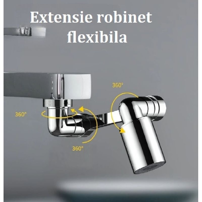 Casa si Gradina - Sanitare - Instalatii hidro - Robineti - Extensie rotativa robinet cu aerator cu 3 articulatii, si accesorii de montare - Infinity.ro