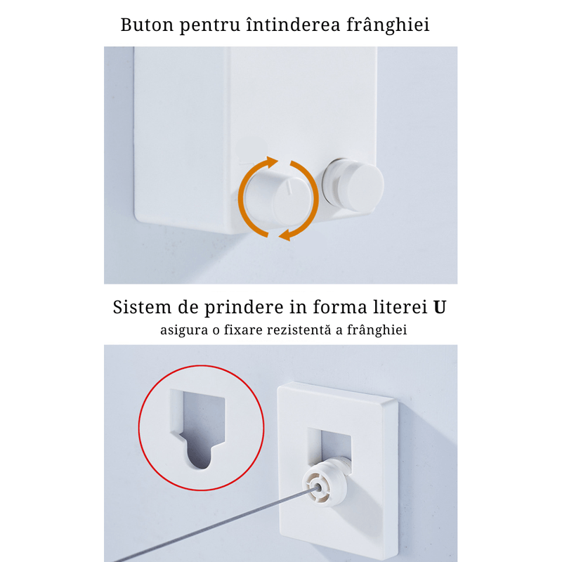 Market - Spalare si intretinere rufe - Uscatoare de rufe si accesorii - Uscator de rufe retractabil, montare pe perete, lungime 4.2m, sustine 20kg, Alb - Infinity.ro