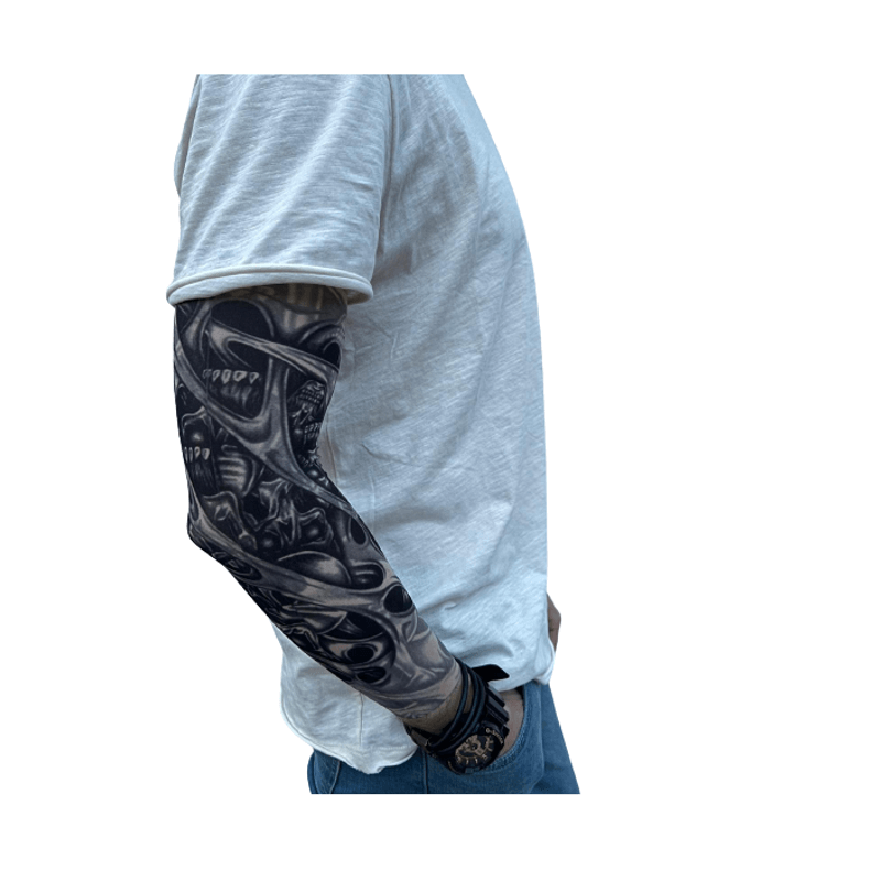 Ingrijire personala si Cosmetice - Ingrijire personala - Ingrijire corp - Tatuaje temporare - Maneca tatuaj temporar, print 3D, cu protectie solara pentru brate, marime universala, unisex, Model Demon - Infinity.ro