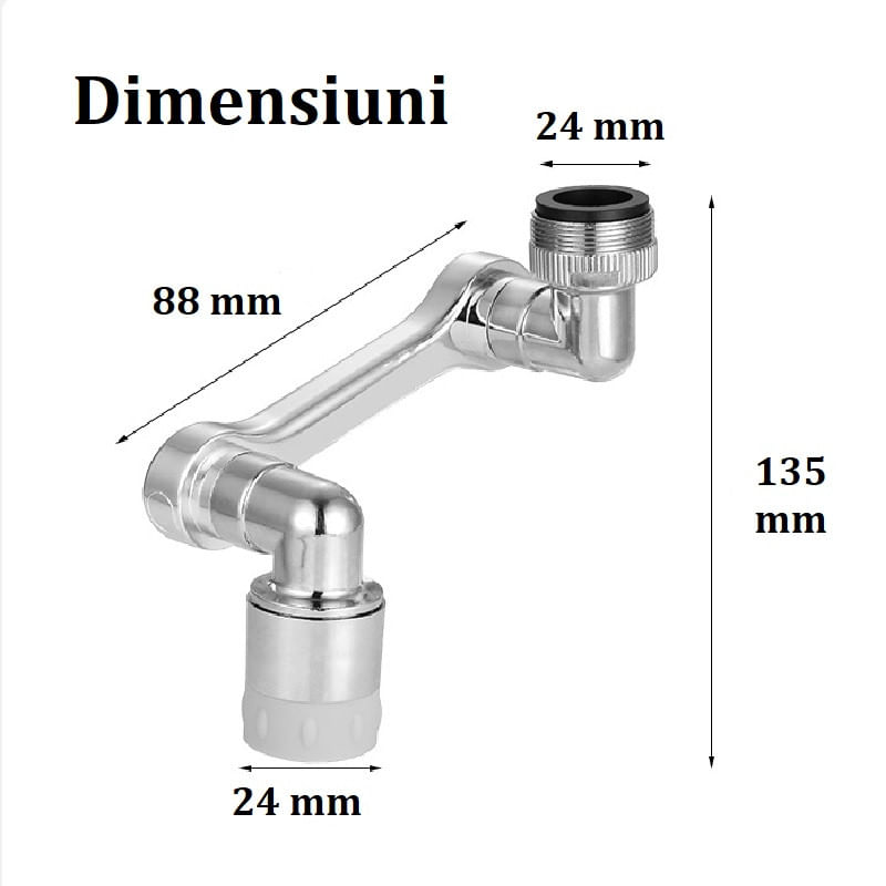 Casa si Gradina - Sanitare - Instalatii hidro - Robineti - Extensie rotativa robinet cu aerator cu 3 articulatii, si accesorii de montare - Infinity.ro
