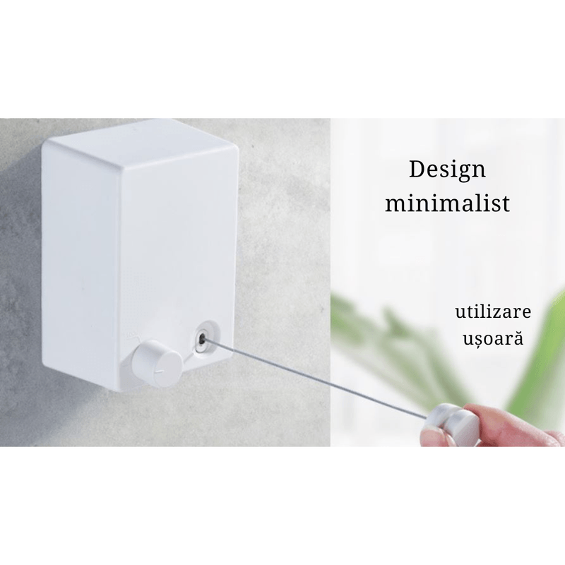 Market - Spalare si intretinere rufe - Uscatoare de rufe si accesorii - Uscator de rufe retractabil, montare pe perete, lungime 4.2m, sustine 20kg, Alb - Infinity.ro