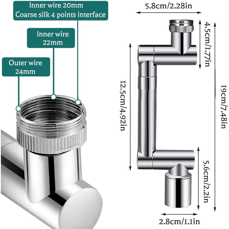 Casa si Gradina - Sanitare - Instalatii hidro - Robineti - Adaptor de robinet cu brat mecanic telescopic, Lecheng, extensibil si rotativ 1440 pivotant in orice - Infinity.ro