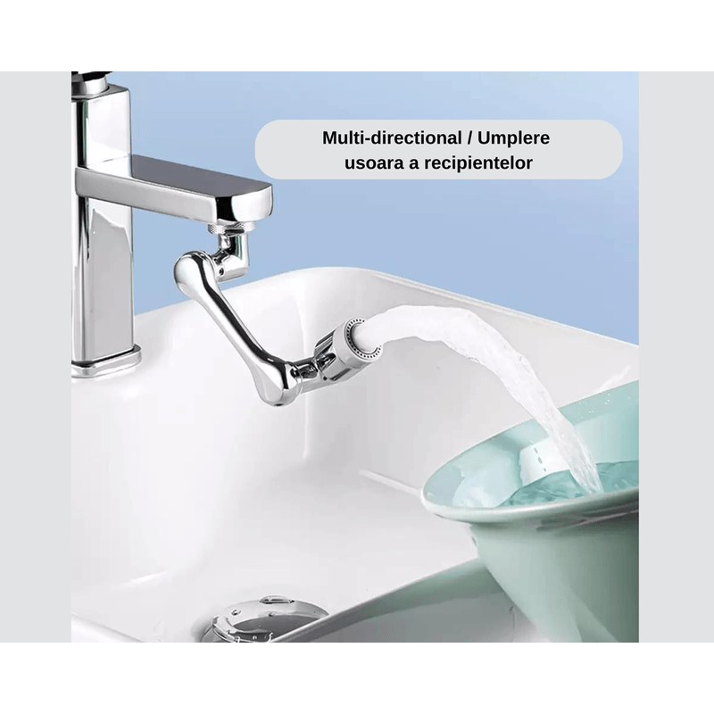 Casa si Gradina - Sanitare - Instalatii hidro - Robineti - Extensie Robinet Rotativa, Adaptor Apa Baterie, Universal, Rotatie de 1080 , Functie de Economisire a Apei, - Infinity.ro