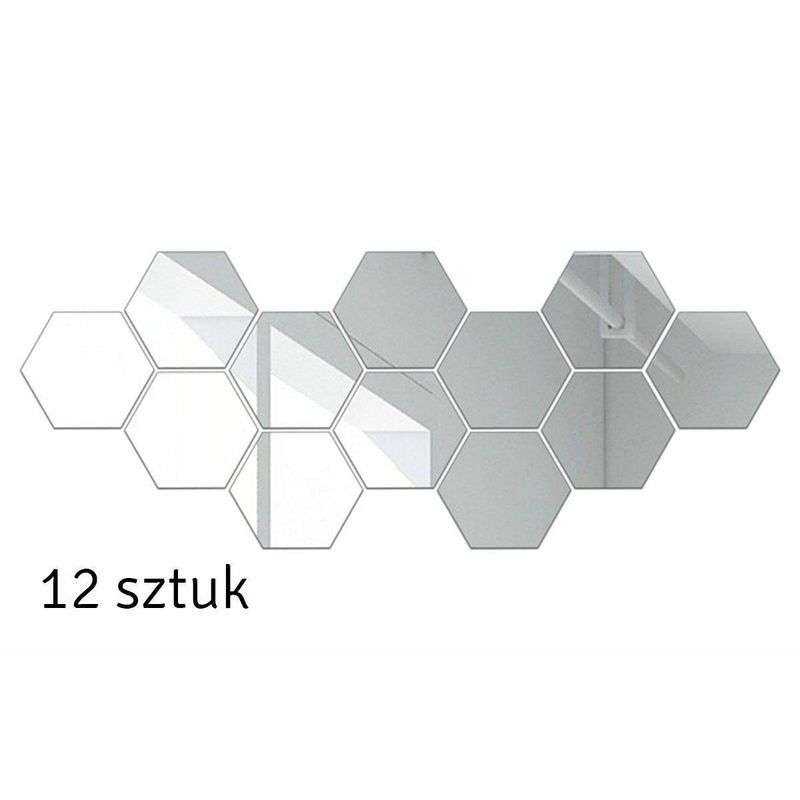 Casa si Gradina - Decoratiuni - Stickere decorative - Set 12 panouri autocolante hexagonale oglinda pentru perete, dimensiune panou 15.5 x 17.5 cm - Infinity.ro