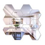 Casa si Gradina - Decoratiuni - Stickere decorative - Set 12 panouri autocolante hexagonale oglinda pentru perete, dimensiune panou 15.5 x 17.5 cm - Infinity.ro