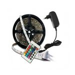 Casa si Gradina - Corpuri si surse de iluminat - Benzi LED - Kit Banda Flexibila LED Cu Telecomanda + Adaptor + Sursa, Lungime 5 metri, Lumini Albastru, Verde, Rosu - Infinity.ro