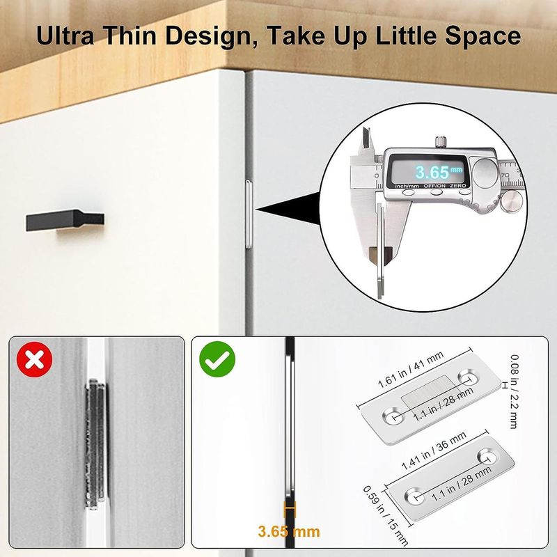 Casa si Gradina - Mobilier - Feronerie si accesorii mobila - Set de 4 inchizatoare magnetice slim, cu suruburi incluse pentru usi si sertare, pentru usa dulap, Argintiu, - Infinity.ro