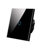 Casa si Gradina - Electrice - Distributie electrica si comanda - Intrerupatoare - Intrerupator Touch, Sticla Securizata, Design Modern, Iluminare LED, 1 Faza, Negru - Infinity.ro
