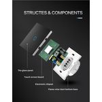Casa si Gradina - Electrice - Distributie electrica si comanda - Intrerupatoare - Intrerupator Touch, Sticla Securizata, Design Modern, Iluminare LED, 1 Faza, Negru - Infinity.ro