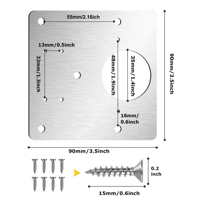 Casa si Gradina - Mobilier - Feronerie si accesorii mobila - Set 4 hinged cabinet repair plate, inox, 90 x 90 mm, Argintiu - Infinity.ro